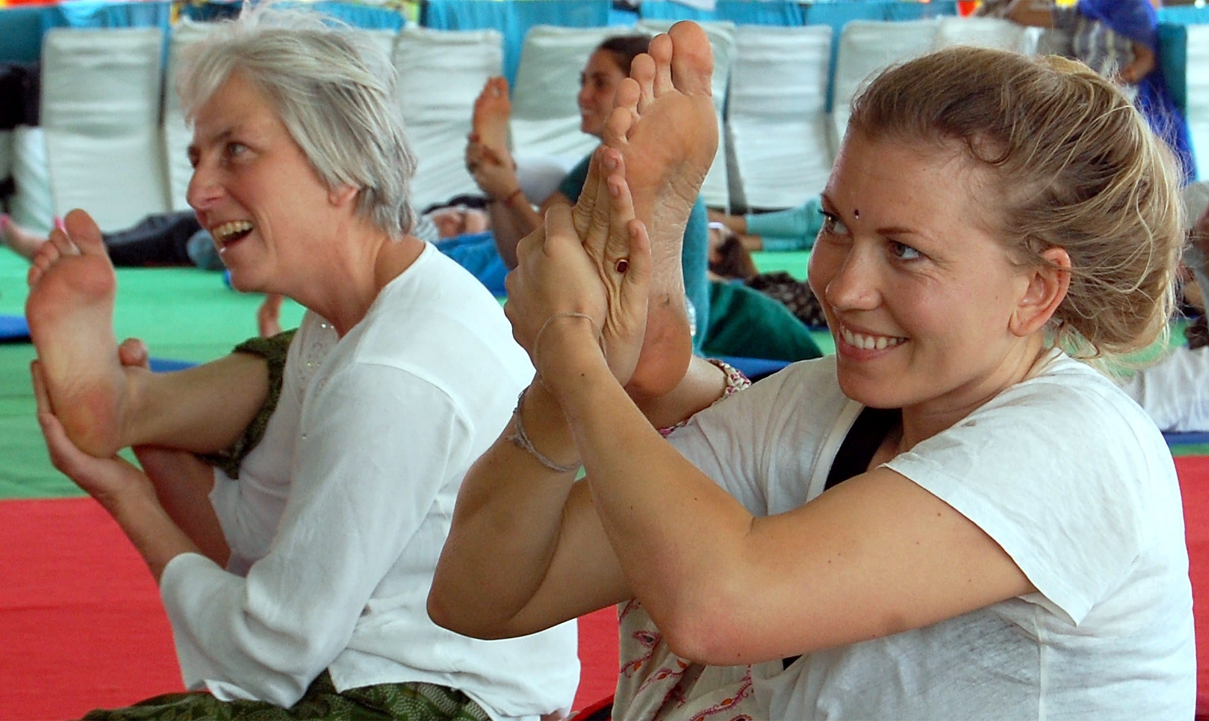 yoga performer march for clean ganges in haridwar.
