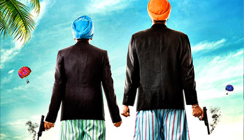 Sikh raging on movie posters of Santa-Banta