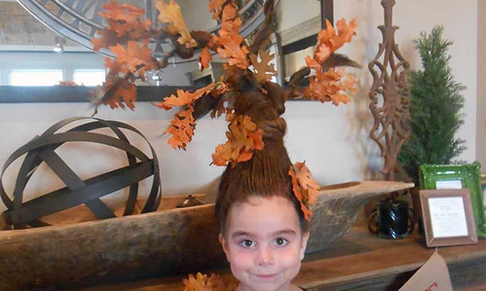 Weird hairdo of children on crazy hair day