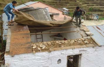 roof of a house destroy from the Storm