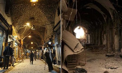 War affected Syrian cities now and then