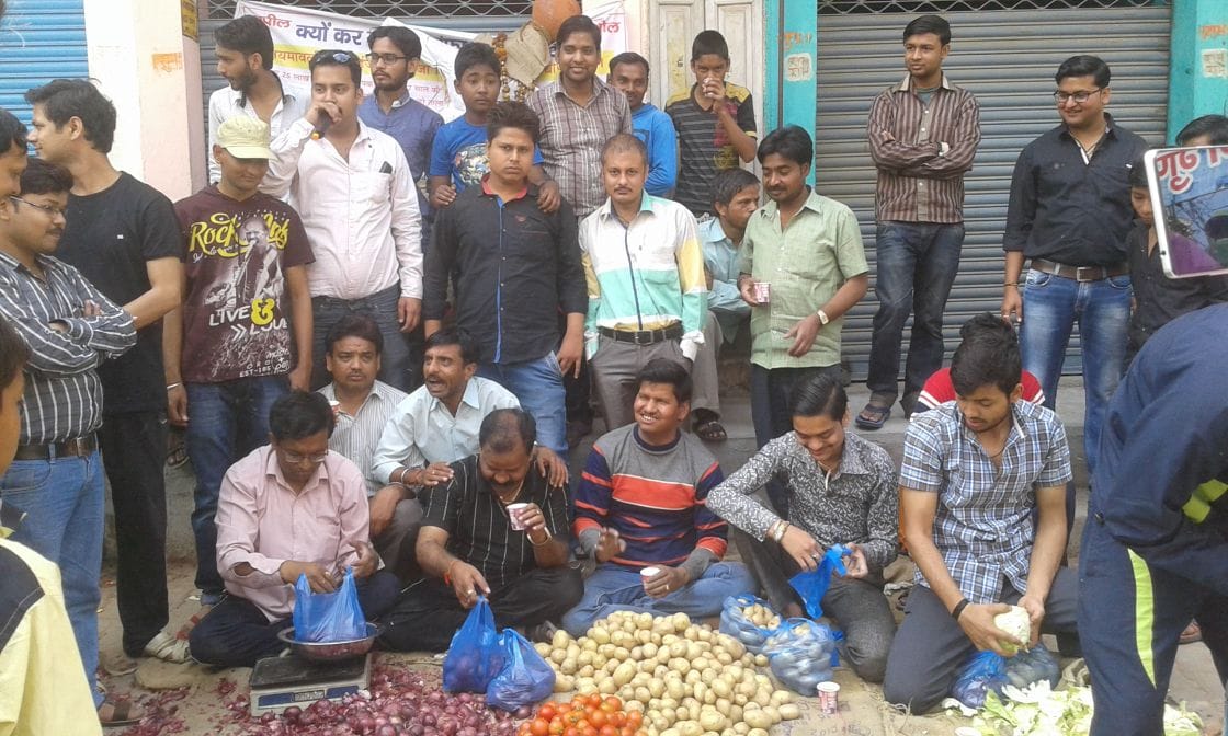 Bullion traders selling vegetables opposes