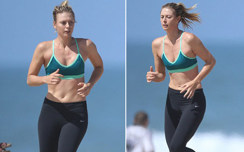 maria sharapova traing in beach