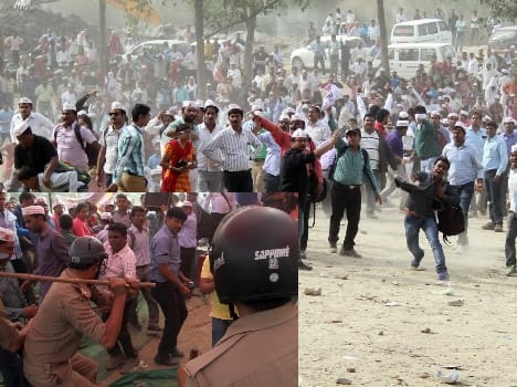  Lathicharge over nrhm employees in lucknow.