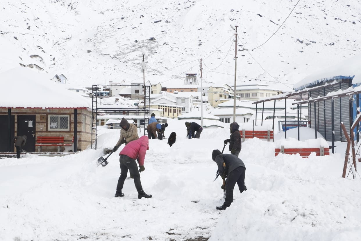 Snow-covered Kedarnath