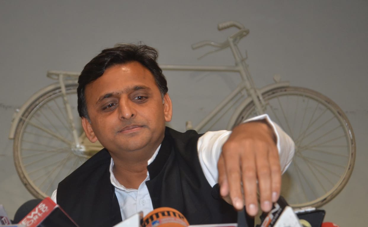 Akhilesh Yadav addresses media on comics launch.