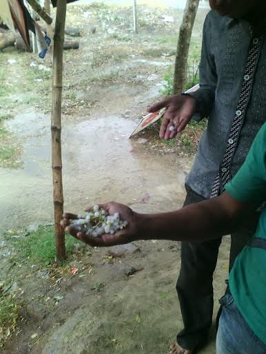 hailstone fall in month of march in up