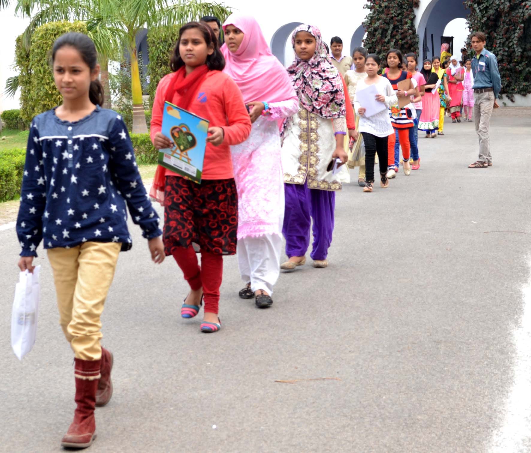 students rached to examination hall for entrance test