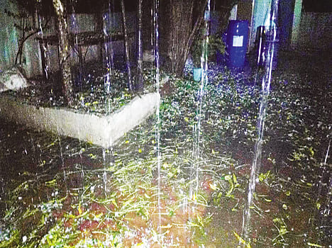Then rain, hail fell
