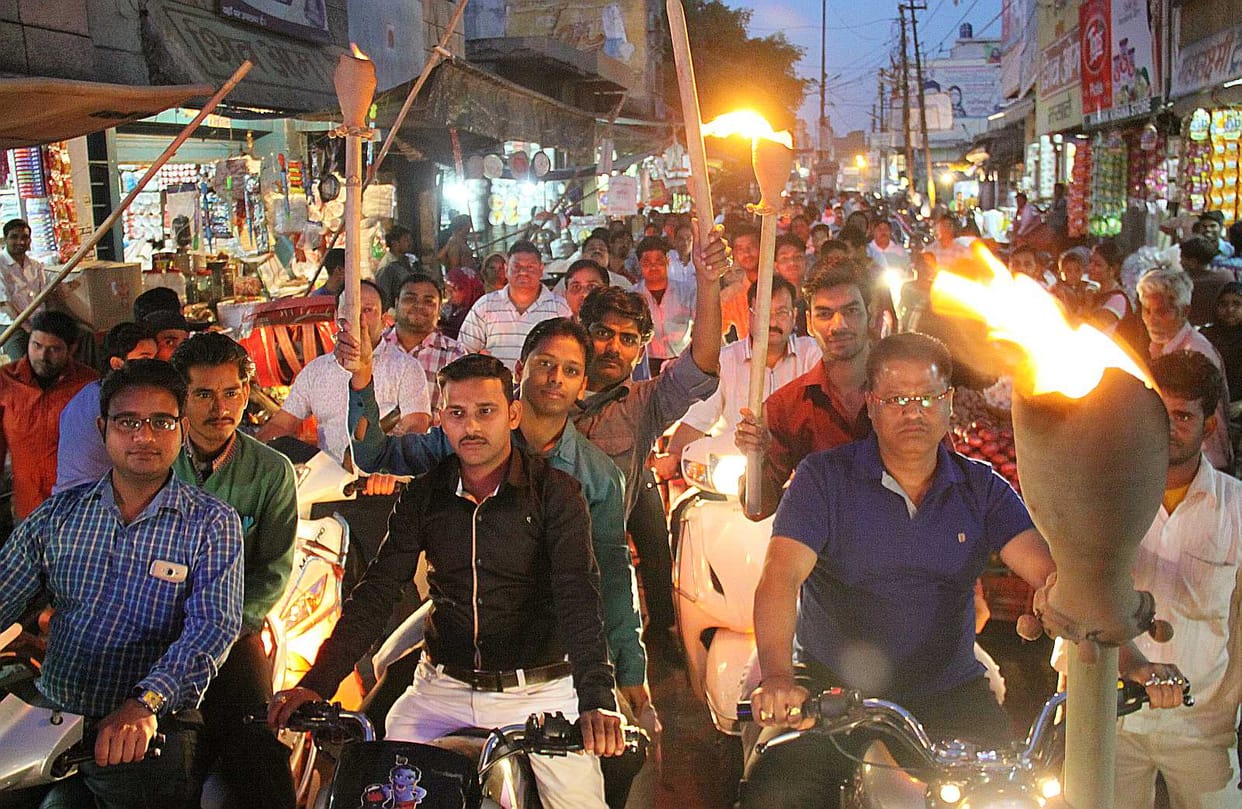 The torch arrived at the road
