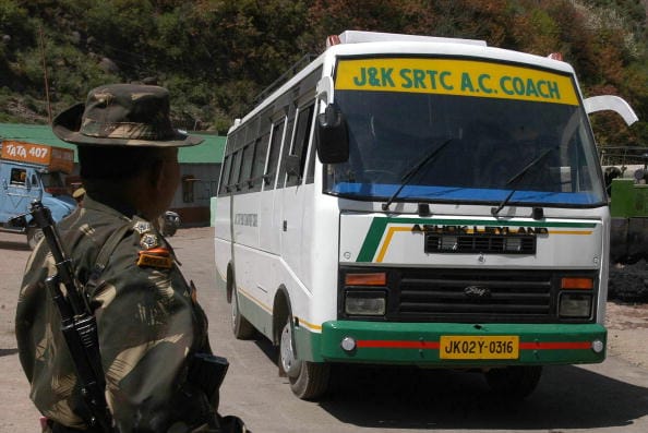 srinagar-muzaffarabad bus service suspended due to landslide