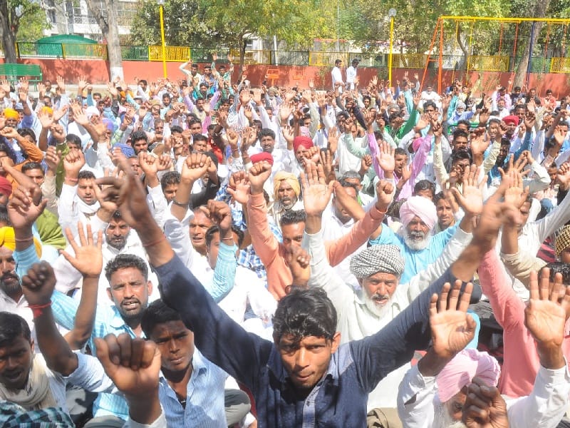 protest, palledar union protest in bhatinda, palledar protest bhatinda