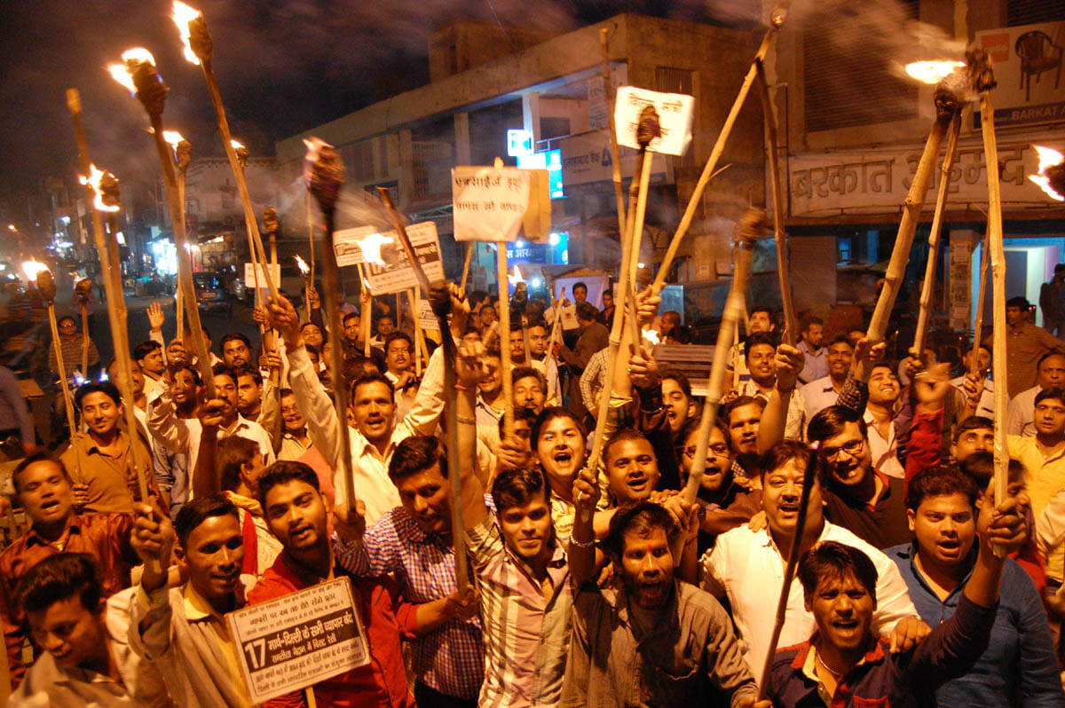 mashaal procession in city