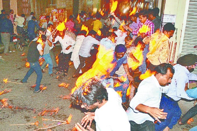 Torch procession had gone , scorched himself