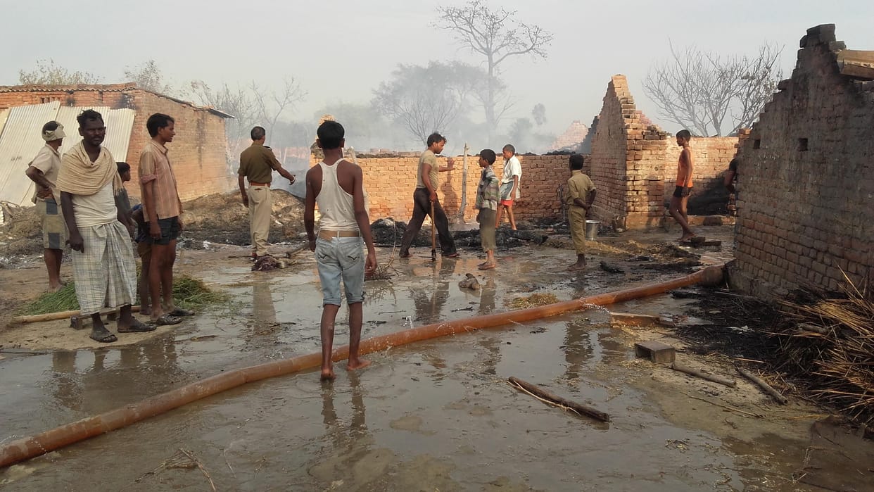 50 huts burnt