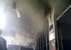 On the third floor of a house fire