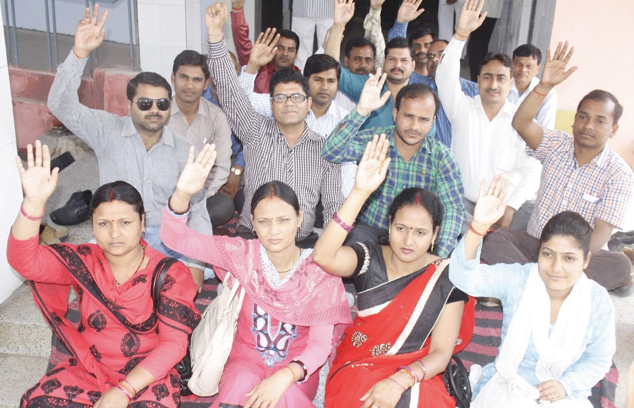 Angry with batons contract personnel