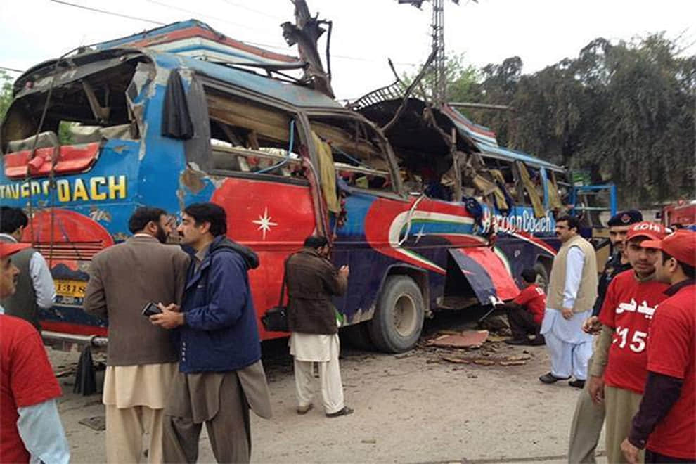 bomb blast in bus, 15 people died on the spot