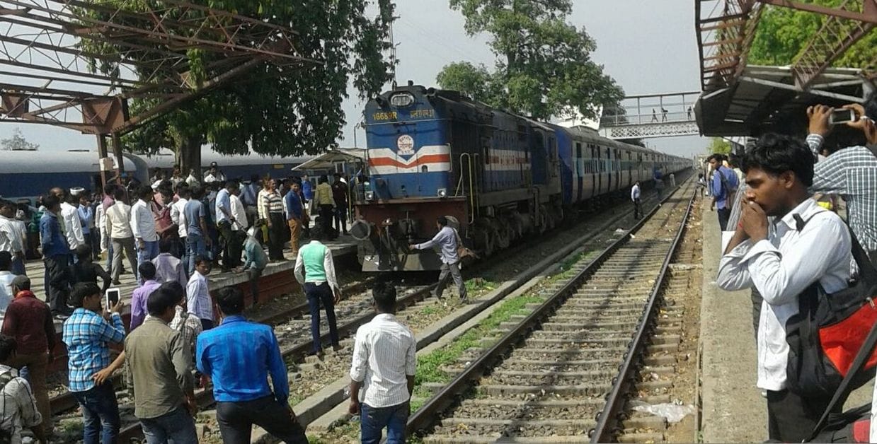 RPF beat the train driver