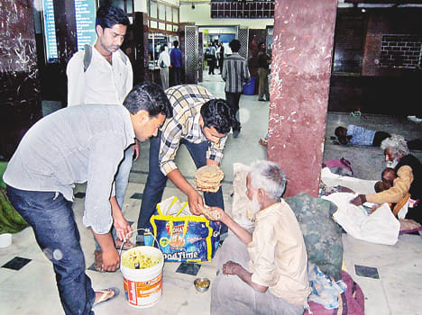 Donated food to the poor
