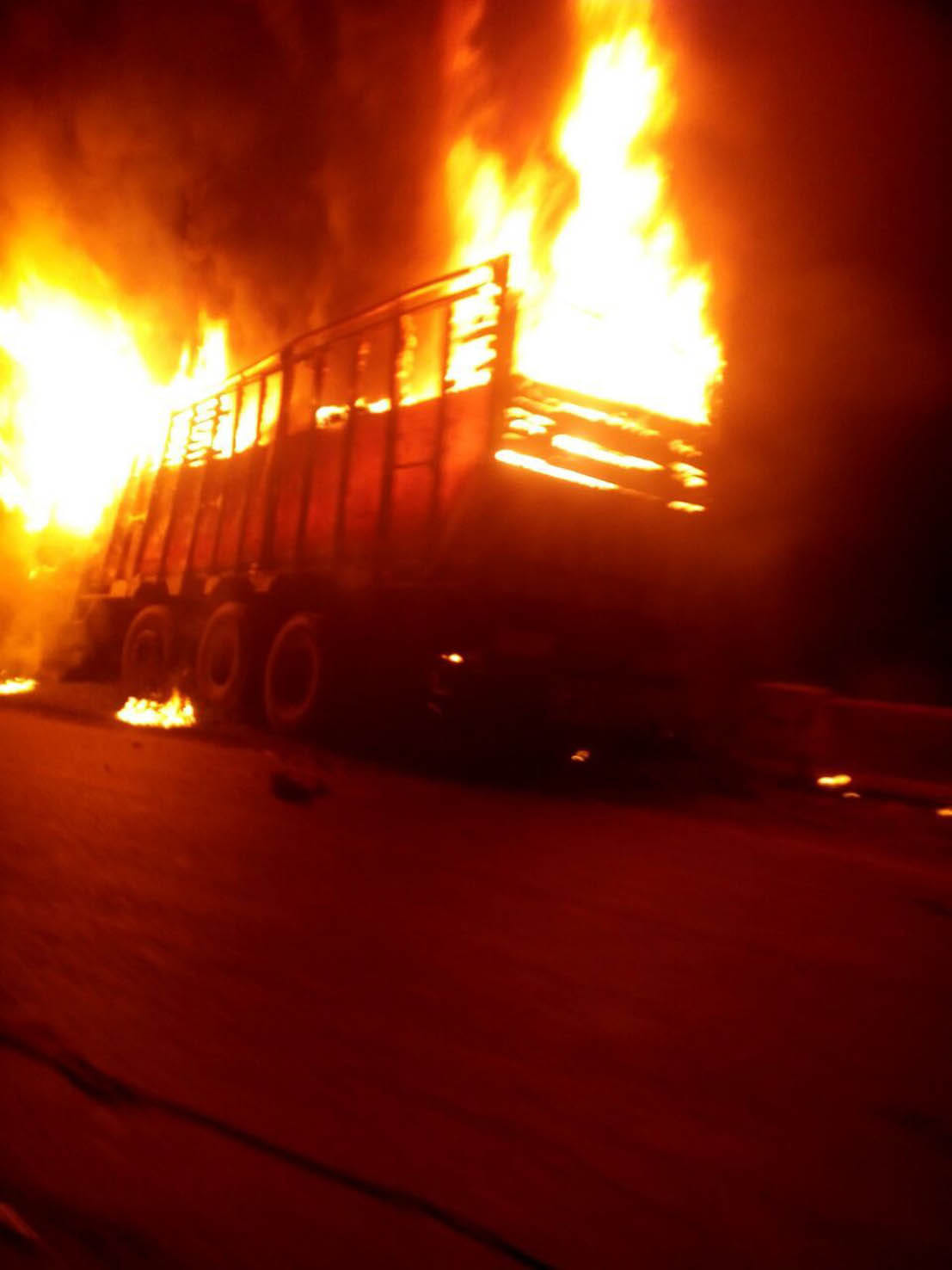 Dudhata burning old truck driver in condition
