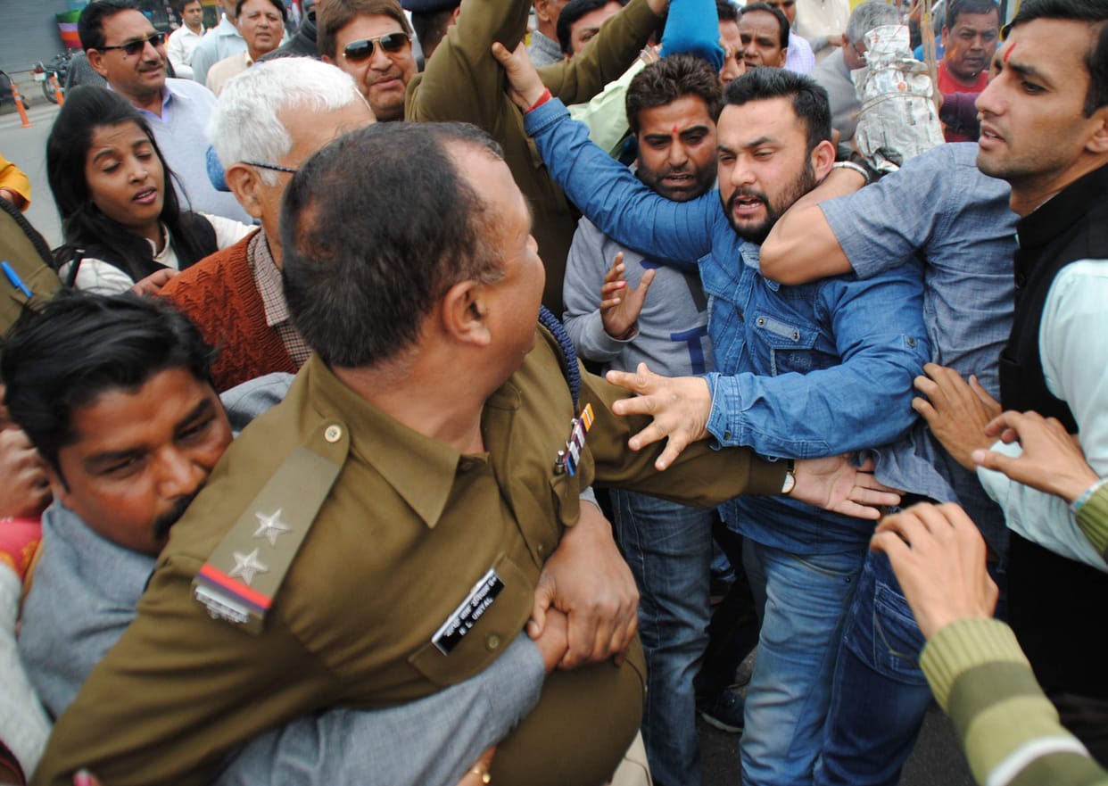police raided BJP leader house in shaktiman case, bjp protest.