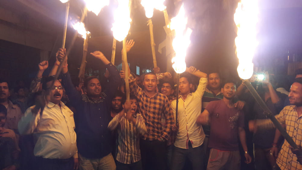 Nautanwa merchants in the torch marches