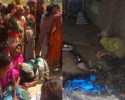 A woman set fired in lucknow.