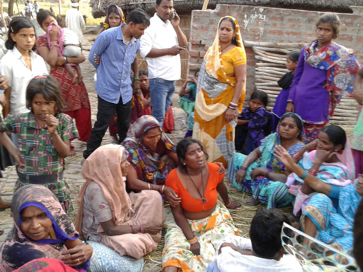 While cooking fire, death of child