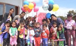 The children played Holi with teachers
