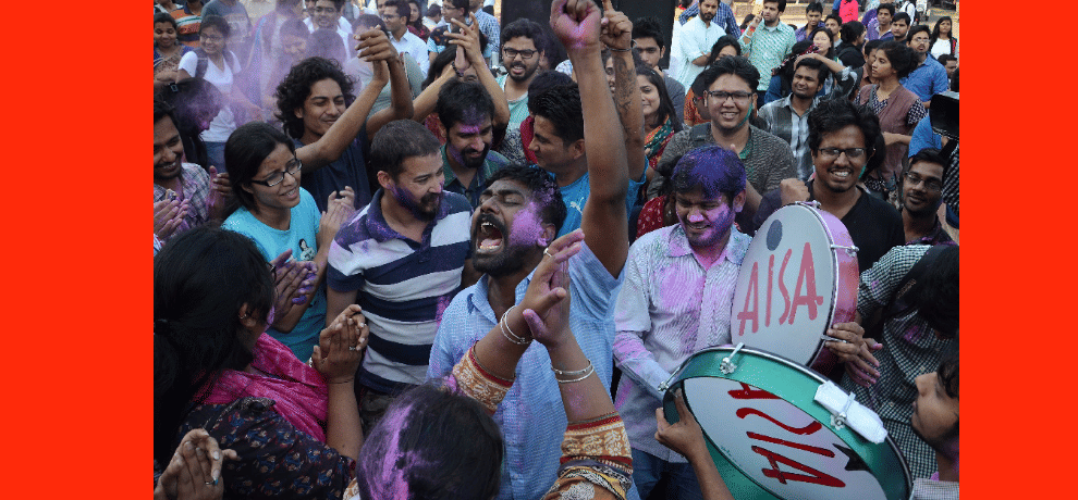 JNU Anirban against Khalid-blown gulal, danced to the beat of Dpli Kanhaiya