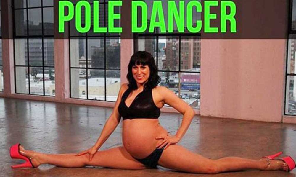 Pregnant Pole dancer poses sexy before delivery