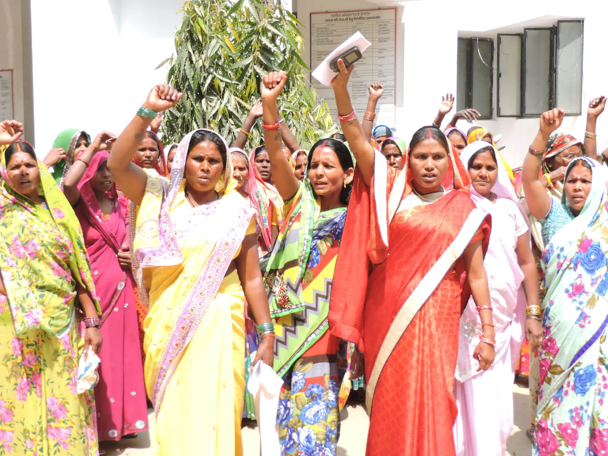 Lines of women in police performance