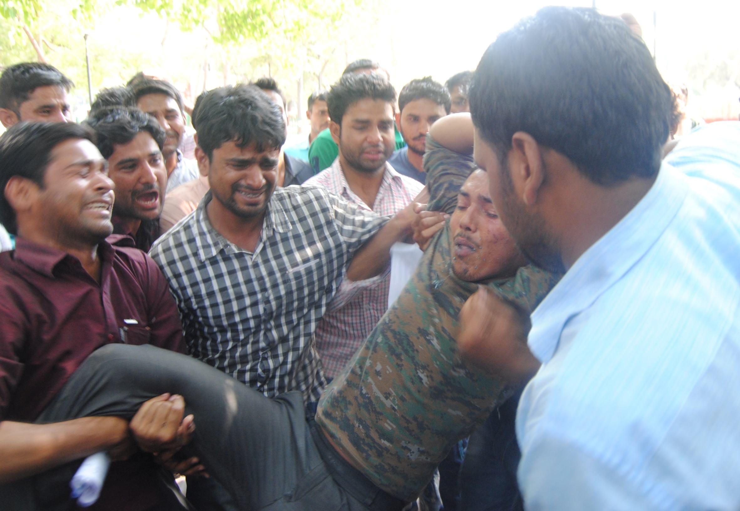 Four men consumed poison during protest in Lucknow.
