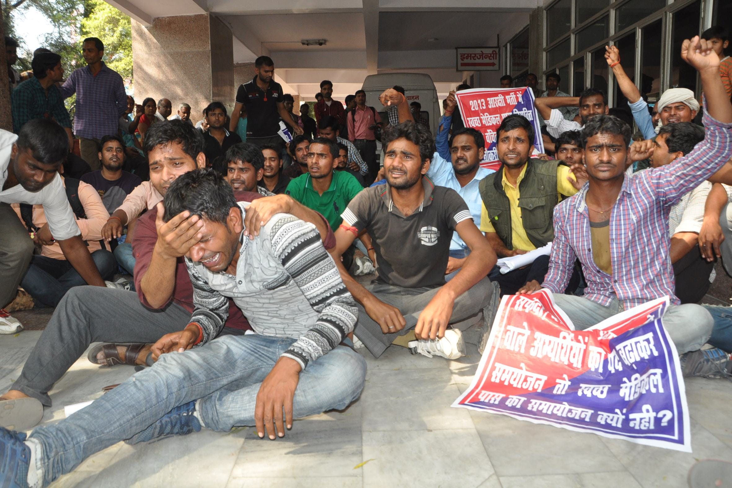 Four men consumed poison during protest in Lucknow.