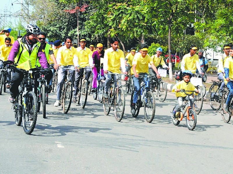 cycle rally, environment save message in cycle rally ludhiana, cycle rally in ludhiana