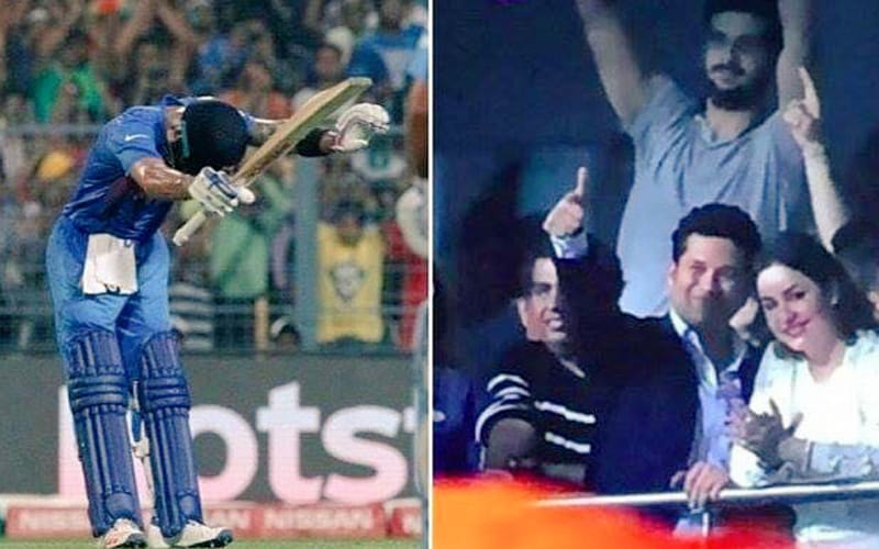 after hiting fifity virat kohli salute to sachin tendulkar