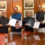 BJP and congress leader met president pranab mukherjee on uttarakhand crisis.