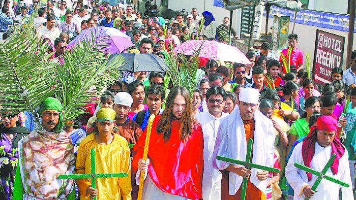 Removing the Palm Sunday procession