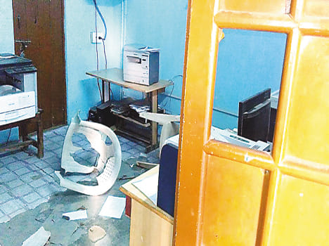 Ex block cheif husband demolish the police station 