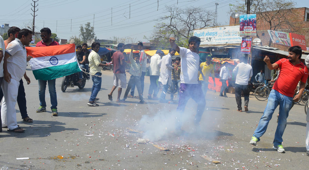 Fireworks celebrated the victory of India