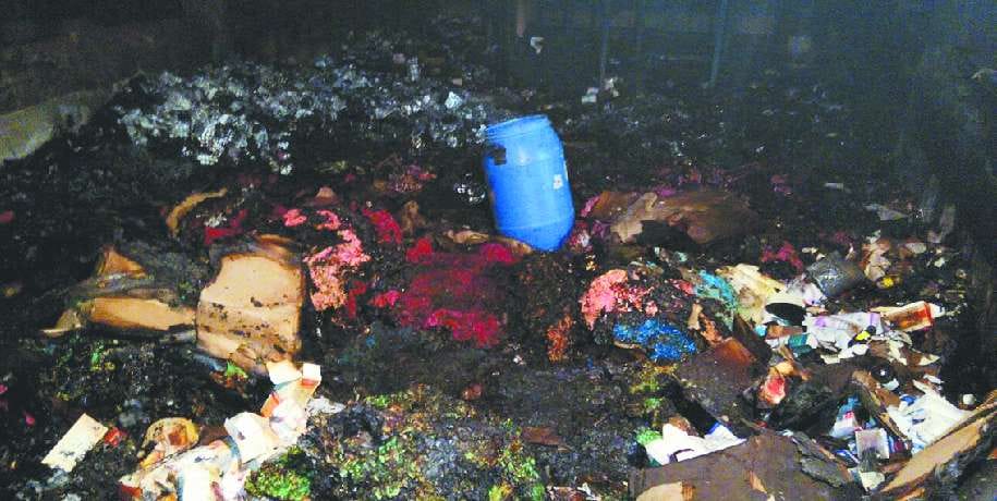 factory gutted in fire, rs 50 lakhs worth medicine destroyed