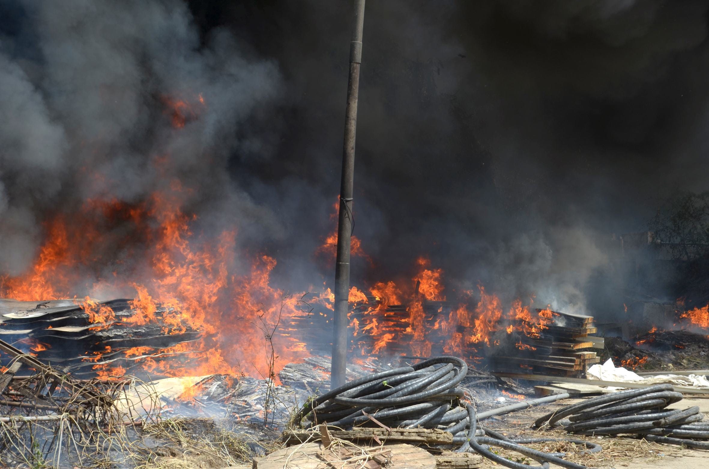telephone exchange wires caught fire
