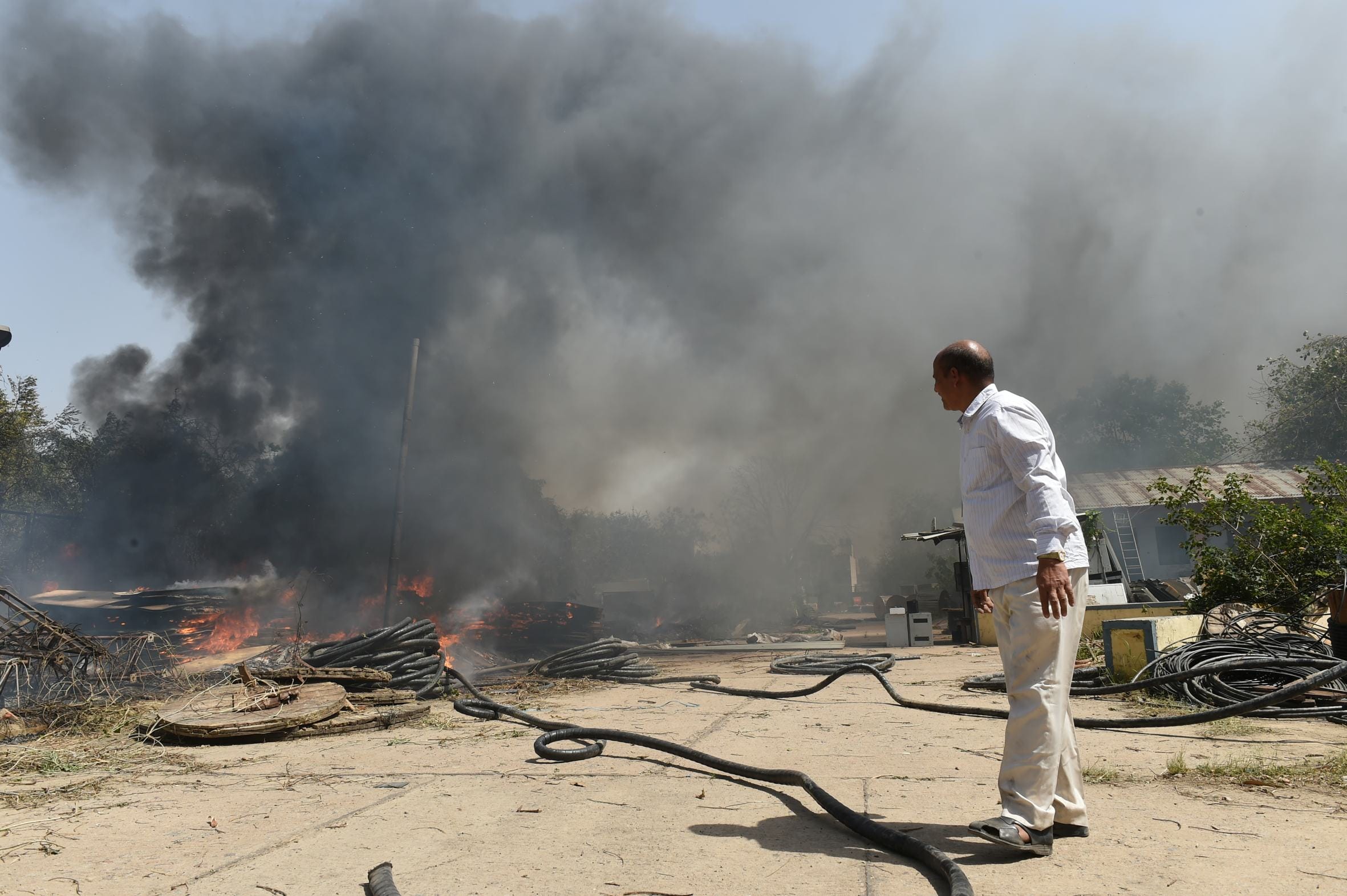 telephone exchange wires caught fire