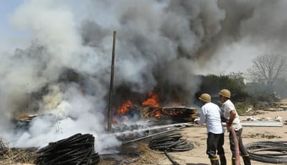 Fire in telephone office in Lucknow.