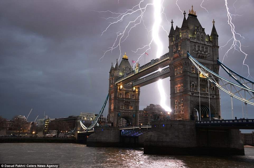 moment when lightning strikes monuments