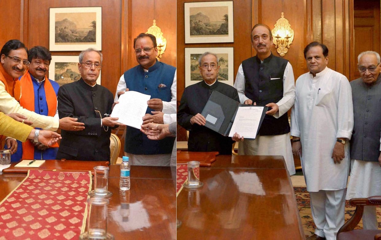 BJP and congress leader met president pranab mukherjee on uttarakhand crisis.