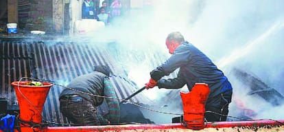 factory gutted in fire, rs 50 lakhs worth medicine destroyed