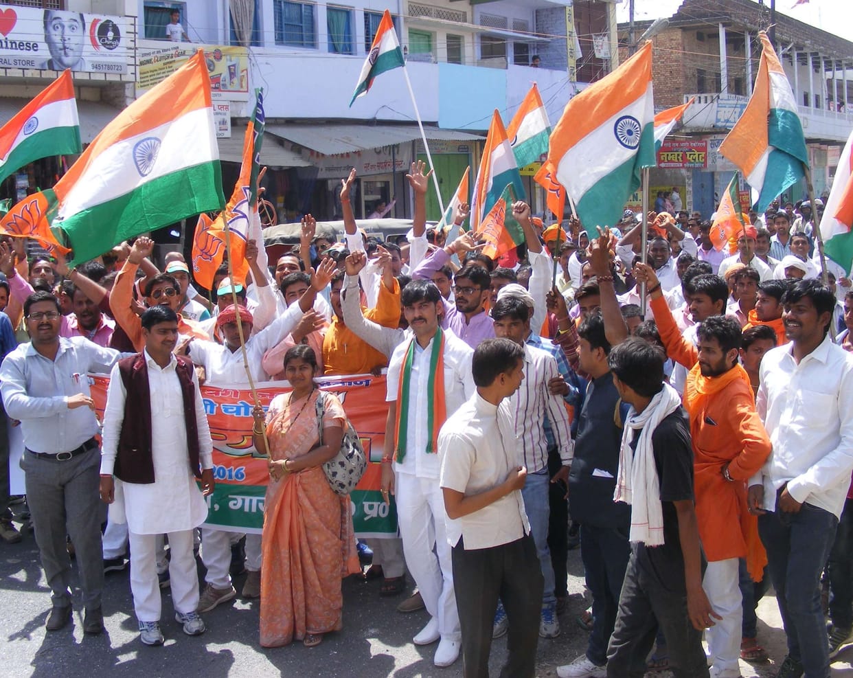 Hands were waving the tricolor