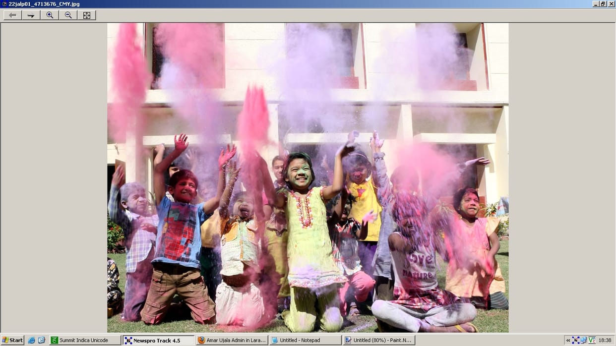 holi celebrated, Saint Soldier Group, Nari Niketan kids, Jalandhar, Punjab